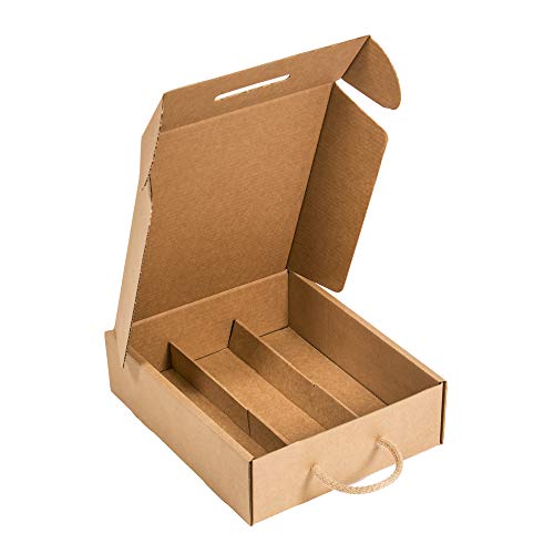 Only Boxes, Schachtel für 3 Flaschen, Karton für Sekt oder Champagner, Schachtel in Kraftfarbe, 4 Stück