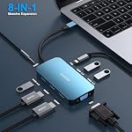 BENFEI USB C Station d'accueil, 8-in-1 USB C Hub avec double affichage triple HDMI, VGA, 3*USB 3.0, 100W Livraison d'électricité, 3.5mm AUX Audio Compatible avec MacBook Pro, XPS et plus encore