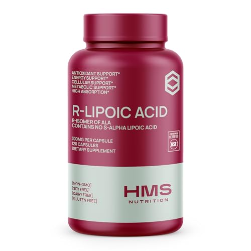 Stabilized R-Lipoic Acid 300mg Per Serving, R Alpha Lipoic Acid ALA Supplement Antioxidant for Nerve, Energy & Metabolism Support, NSF Certified Supplements,Non-GMO & Vegan,120 Capsules,4 Month Supply