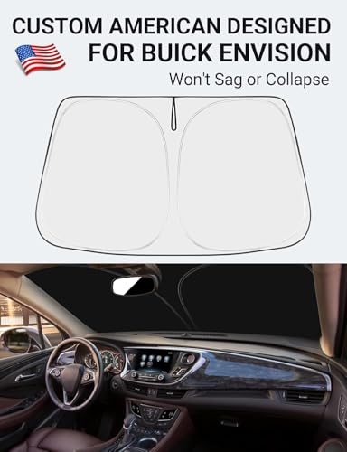 Image of Proadsy Custom Fit Car Windshield Sun Shade for 2016-2020 Buick Envision | 240T Heat Shield, Drops Temp 54F, Blocks 99% UV, Prevents Dashboard Cracking, Summer Parking & Beach Trips, Easy Twist-Fold
