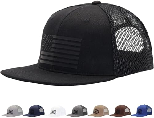 Image of USA 250th Anniversary Flag Hats, Army Tactical Operator Military Patriotic Veterans Flat Bill Trucker Hat, Fits OSFM&XXL Head
