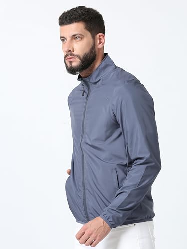 Image of CNMN Men's Polyester Biker Jacket - Single Layer, Light Weight, Two Zipper Pocket, All Year Wear, Breathable, UV Protection