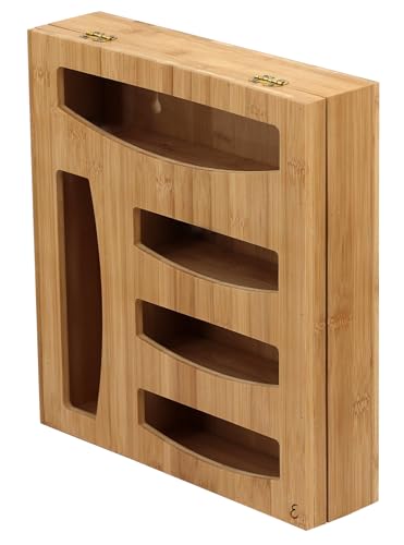 Emeril Lagasse Bamboo Bag Storage Organizer – 5-Compartment Food Storage Bag Holder for Kitchen Drawers & Countertops – Durable Bamboo, Universal Fit for Slider & Zipper Bags - image 2