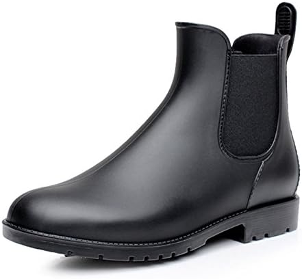 Damen Gummistiefel Herren Kurz Regenstiefel mit Blockabsatz Chelsea Boots Rutschfeste Ankle Stiefeletten Größe 34-43