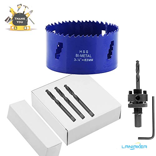 Laniakea 3-1/4-Inch Bi-Metal Hole Saw 83Mm M42 Annular Hole Cutter Hss Variable Tooth Pitch Holesaw Set With Arbor Blue For Home Diyer #TOP6