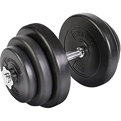Decathlon Discos Fundicion Juego de Mancuerna de Fitness y Pesas 20 kg Pesas Musculación Discos y Barra