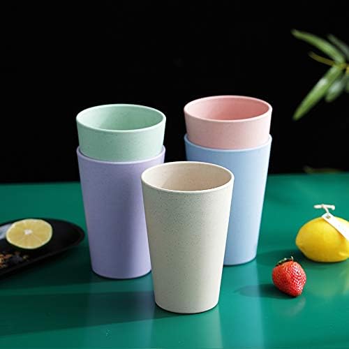 YAPULLYA 20 oz Unbreakable Drinking Cups, Wheat Straw Reusable Eco-friendly Healthy Tumbler Set for Adult, Dishwasher & Microwave Safe Tea Milk Juice Coffee Water Glass Cups, Set of 5.