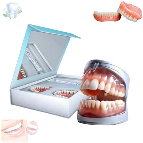 Silicone Full Denture Set, Silicone Reline Denture Set, Glidewellpd Premium Dentures, DentureSilicone Reline Kit, for Men and Women (1PCS)