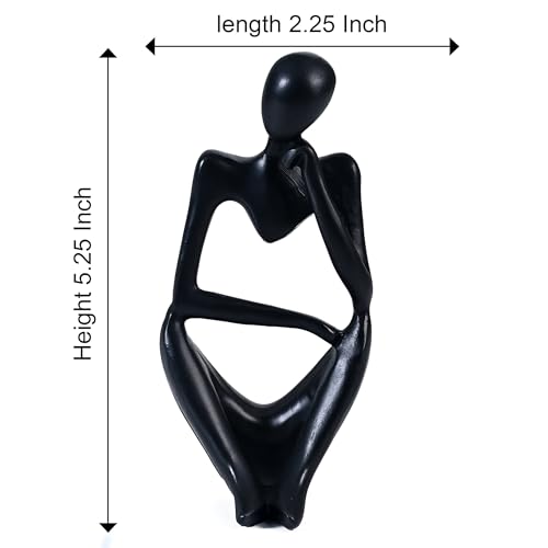 Image of ZAICUS Black Abstract Thinker Resin Sculpture - Modern Deep Thinker Figurine for Home & Office Decor | Small Contemporary Accent Piece