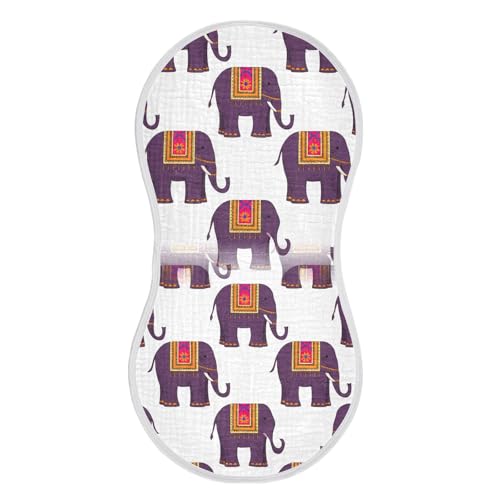 Muslin Baby Burp Cloths, Colorful Blanket Elephants Cotton Soft Burp Cloths for Newborns​​, Extra Absorbent Burp Cloths 2-Pack​​, 22 x 11 Inch2