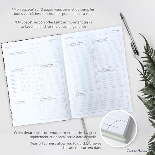 Pierre Belvédère - 2027 Annual Agenda Bilingual - 12 Months - Weekly Planner - 7” x 9.5” - Hardcover Clothbound - Year Monthly Planner Office Supplies - Wild Gardens - 442612 by Pierre Belvedere - Used condition - Image 4