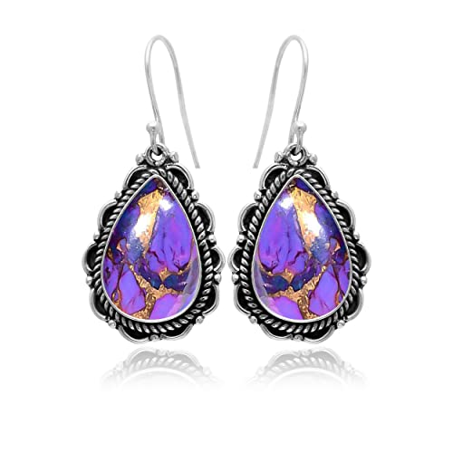 Boucles d'oreilles pendantes en argent sterling véritable et finitions fait main haut de gamme