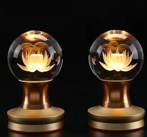 Lampe lotus en cristal rechargeable pour éclairage de temple
