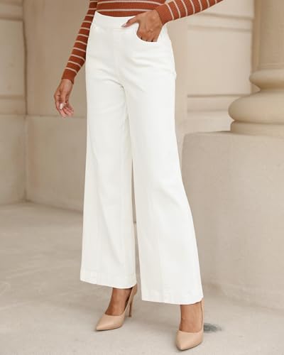 Vetinee Wide Leg Womens Jeans High Waisted Trendy Pull On Seamed Front Stretchy Denim Jean Pants Pockets Trouser Jeans3