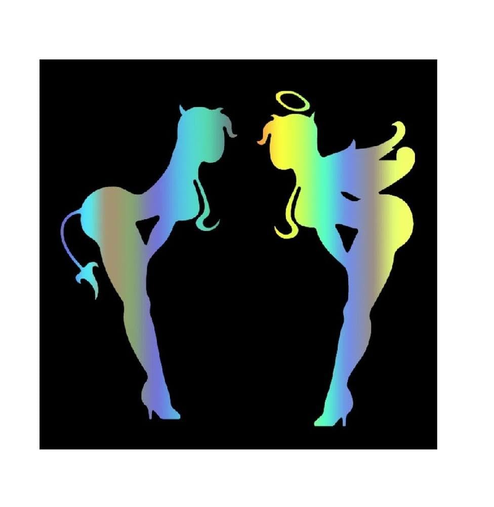 Auto Accessory Lady Devil Angel Girl Decal Vinyl Sticker for Cars Motorcycles Notebook Closet Laptop Helmet(Laser)