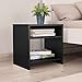 vidaXL Mesilla Noche 2 Estantes Mesita Habitación Mesa Lateral Cama Mueble Auxiliar Dormitorio Compartimento Abierto Hueco Cerrado Aglomerado Negro
