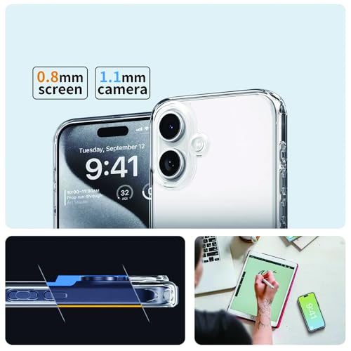 Image of amazon basics Ultra-Hybrid Crystal Clear Back Case Cover for iPhone 16 | Shockproof Design | Camera Protection Bump | Hard Clear Back | Bumper Case Cover for iPhone 16 (PC & TPU, Transparent)