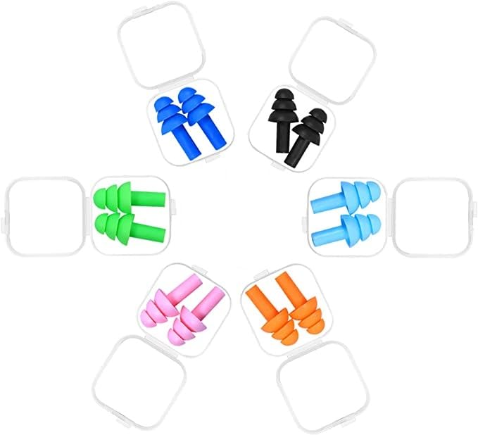 Waterproof Silicone Earplugs for Swimming, Sleep & Noise Reduction | Soft Reusable Ear Plugs with Secure Fit | Suitable for Kids & Adults | Includes Carry Case (5 Pair Multi Color)-image-23