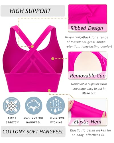 Image of RUNNING GIRL Sports Bras for Women,Seamless Strappy Sports Bra High Support Crisscross Back with Removable Pads