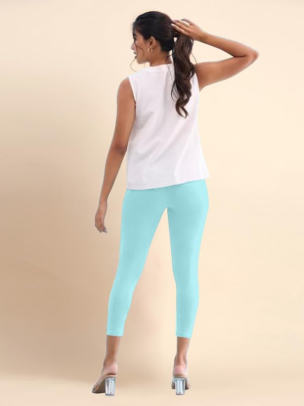 Image of TRENDMALLS Women's Microfiber Elastane Stretch Soft Cropped Leggings with Ultrasoft Waistband for Women
