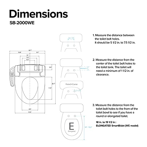 Smartbidet Sb-2000 Bidet Seat For Elongated Toilets - Electronic Heated Toilet Seat With Warm Air Dryer And Temperature Controlled Wash Functions (White) #TOP5