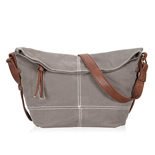 Veevan Borse da Donna a Tracolla di Tela(Grigio)