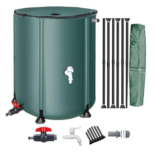 Image of Foldable PVC Rain Barrel, 750L Portable Water Storage Tank with Hose Spigot, Eco-friendly Rainwater Collector for Gutters, Green, 1x0.98m, Efficient Water Catcher