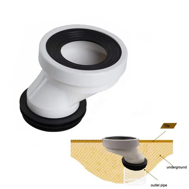 Image of Imaashi inchOffset Plastic WC Pan Connector: 100mm Diameter, 125mm Length (4 inch x 5 inch) inch Color White (OFFSET)