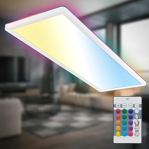 Plafonnier LED plat B.K.Licht avec télécommande CCT et dimmable pour salon