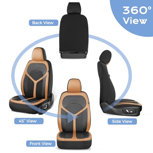 FLORICH Car Seat Covers Front Seat, Universal Seat Cover 2 Seats, Automotive Seat Covers with Mesh Leather, Waterproof Car Seat Protector, Breathable Car Seat Cushion for Most Car SUV Truck Orange by FLORICH - Image 6