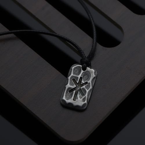 Image of Ankiyabe Stainless Steel Norse Viking Rune Pendant with Adjustable Braided Rope Good Luck /Love /Strenght /Health Viking Symbol Necklace for Men Women