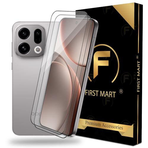 Image of FIRST MART Tempered Glass Screen Protector for Oppo Find X9 - Full-Glue Screen Guard, 3D Edge to Edge, HD Clear, Bubble-Free, Case-Friendly, Black, Pack of 2