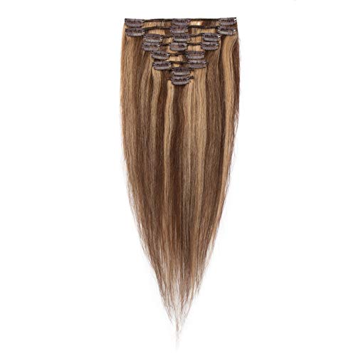 Clip in Human Hair Clip on Extensions 18 inch 70g #4P27