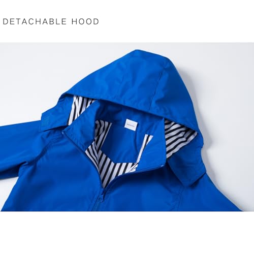 Image of Boys Rain Jacket with Detachable Hood Lightweight Raincoats for Kids