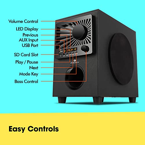 ZEBRONICS Zeb-Sunshine 60W 4.1 Multimedia Speaker with Bluetooth Supporting,USB,mSD,AUX,FM and Remote Control-(Black)