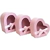 BBJ WRAPS Heart Shaped Boxes for Flowers Packaging with Transparent Window Lids Luxury Gift Box for Floral Arrangement, Set of 3S/M/L Pink