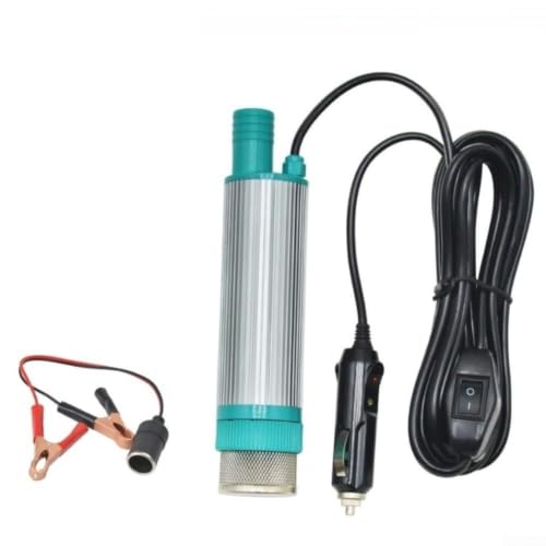 Bomba sumergible para diésel y agua, 12 V/24 V, bomba de aceite eléctrica de acero inoxidable, 30 L/min de potencia de extracción, conexión de 38 mm para camping y barco (12 V)
