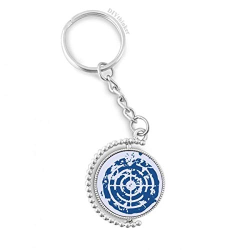 Porte-clés rotatif motif cible ronde bleue DIYthinker 3 x 9 cm