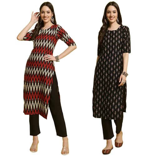 Image of Tee Projekt Straight Kurta & Pant for Women Ethnic Kurta Set for Women (Pack of 2)