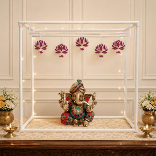 Image of SpecialYou.in Ganpati Decoration Setup for Home with Ganpati Decoration Backdrop PVC Cubic Stand, Backdrop Stand for Decor, Ganesh Decorations Items for Home Decor-1 Set