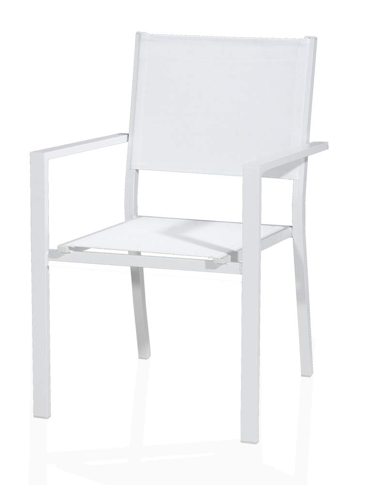 VERDELOOK Sedia con braccioli in alluminio “linea sardegna” bianca 57x58 h87cm