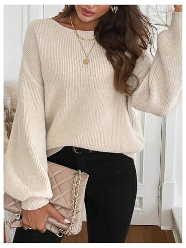 Image of GORGLITTER Women's Bow Fall Sweaters 2025 Cable Knit Chunky Oversized Long Sleeve Backless V Neck Pullover Tops