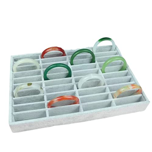 Image of 40 Bangle Velvet Jewellry Drawer Organizer Tray Stackable (Grey)
