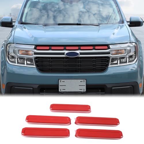 Image of Ford Maverick 2022 Front Bumper Grille Covers - Compatible Mesh Inserts Trim, Clip-in Grille Guard, Air Inlet Vent ABS Accessories