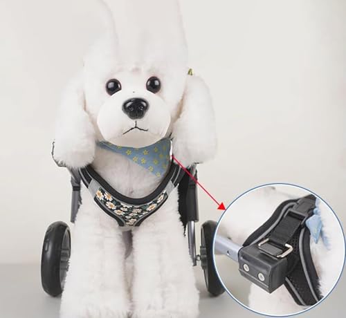 Jievmrs Hunderollstuhl Hunderollstuhl mit Voller Unterstützung und 4 Rädern, Kleiner/Mittlerer/Großer Haustierwagen Zum Spazierengehen, Gehhilfe für Behinderte Hunde mit Beintrainingsschiene(L)