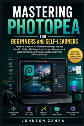 MASTERING PHOTOPEA FOR BEGINNERS AND SELF LEARNERS: Practical Tutorials for Professional Image Editing, Graphic Design, File Organization, Layer Management, Creative Effects, and Troubleshooting Commo