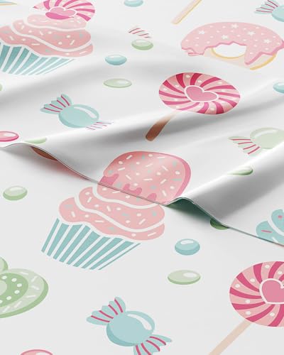 Image of Kids Full Size Sweets Bed Sheets - 4 Piece Kids Sweets Sheet Set | Sweets Themed Bedding, Ultra-Soft, Cute & Cozy, Breathable & Machine Washable, Kids Bed Set for Boys, Girls, Teens & Toddlers