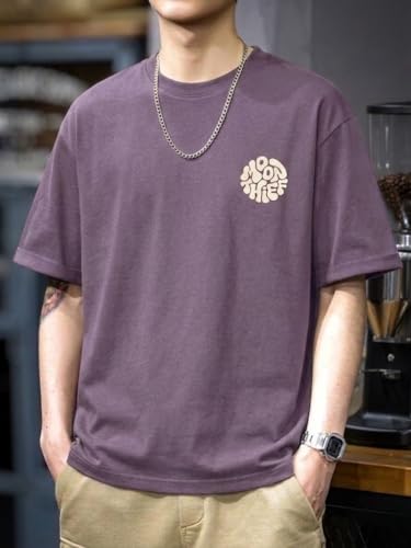 Image of SMOWKLY Men's T Shirt | Round Neck Half Sleeve Casual T Shirt for Men | Regular Fit Solid Graphic Tee | Breathable Summer Tees | Stylish Comfortable Streetwear Fashion for Men