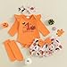 BeQeuewll Newborn Baby Girl Halloween Outfit Infant Dress 1st Letter Embroidery Romper+Tutu Shorts+Headband+Socks 4Pcs Set (Bats, 0-3 Months)