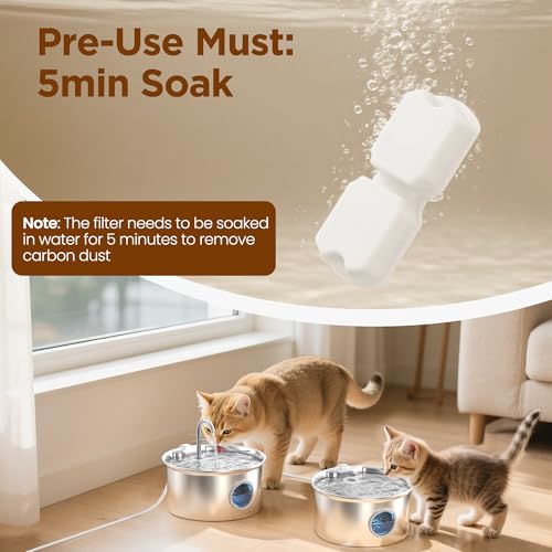 Image of GIOTOHUN Cat Water Fountain Filter Replacement: 24 Cat Fountain Filter - 24 Pet Fountains Filters - 12 Filters & 12 Sponges - Suitable for ATMZIQXR GIOTOHUN KOOGMOON UMOCUOY IHOUONE HOOISE